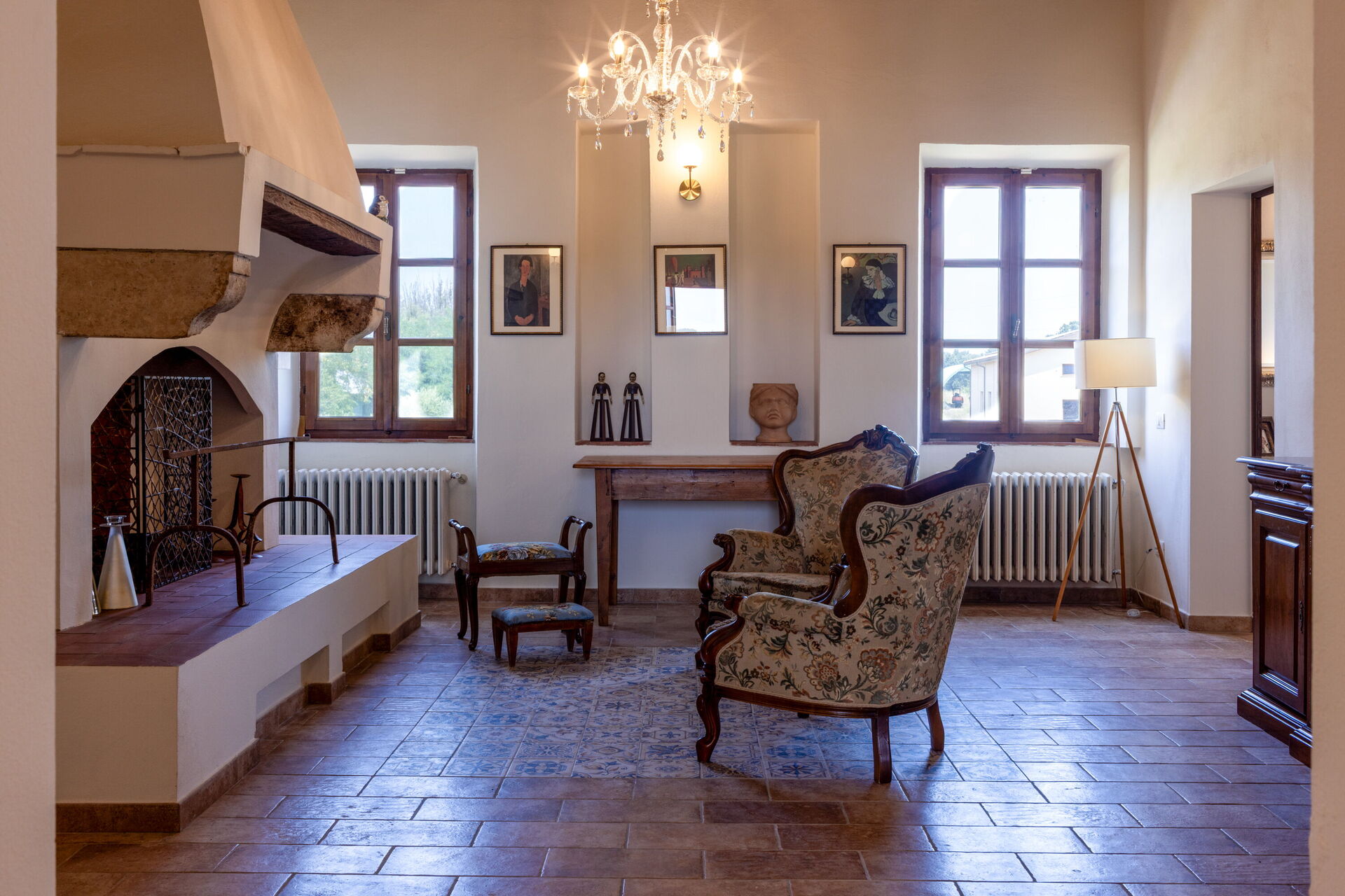 Fireplace and seating